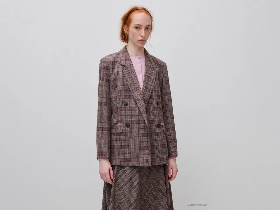 United Colors of Benetton Blazer Tartan Doppiopetto Tg 42