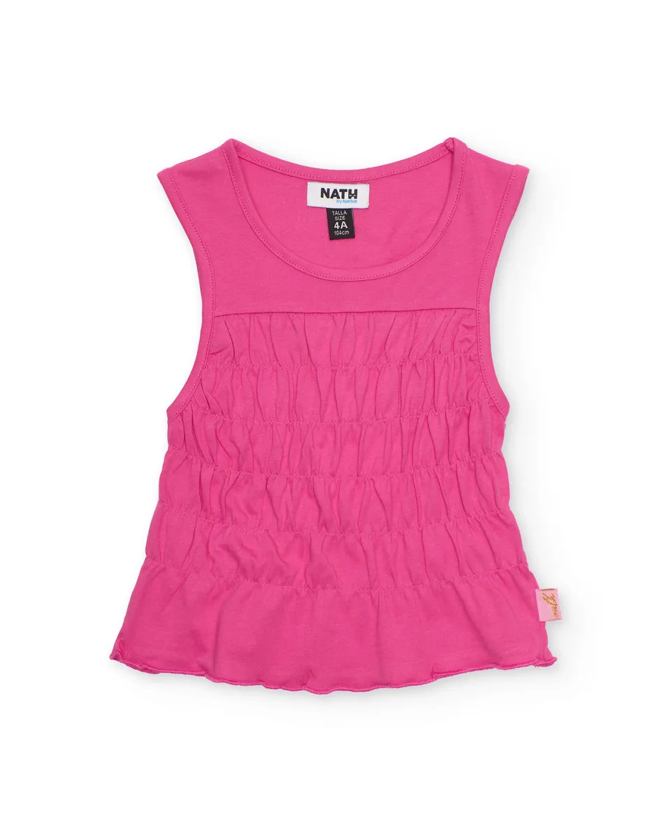 TucTuc Maglietta bambina fucsia smanicata arricciata