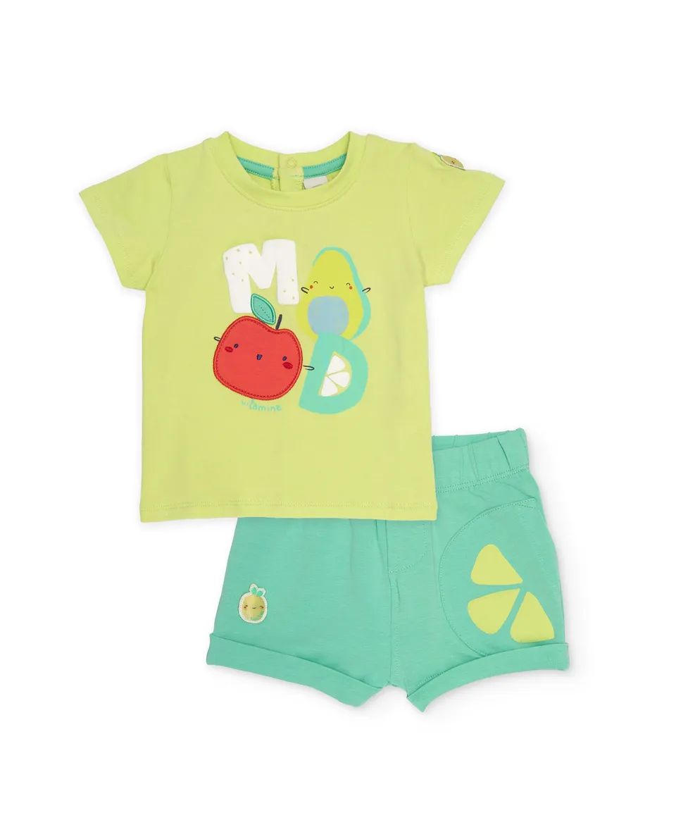 TucTuc Completi completo neonato verde 2 pezzi cotone