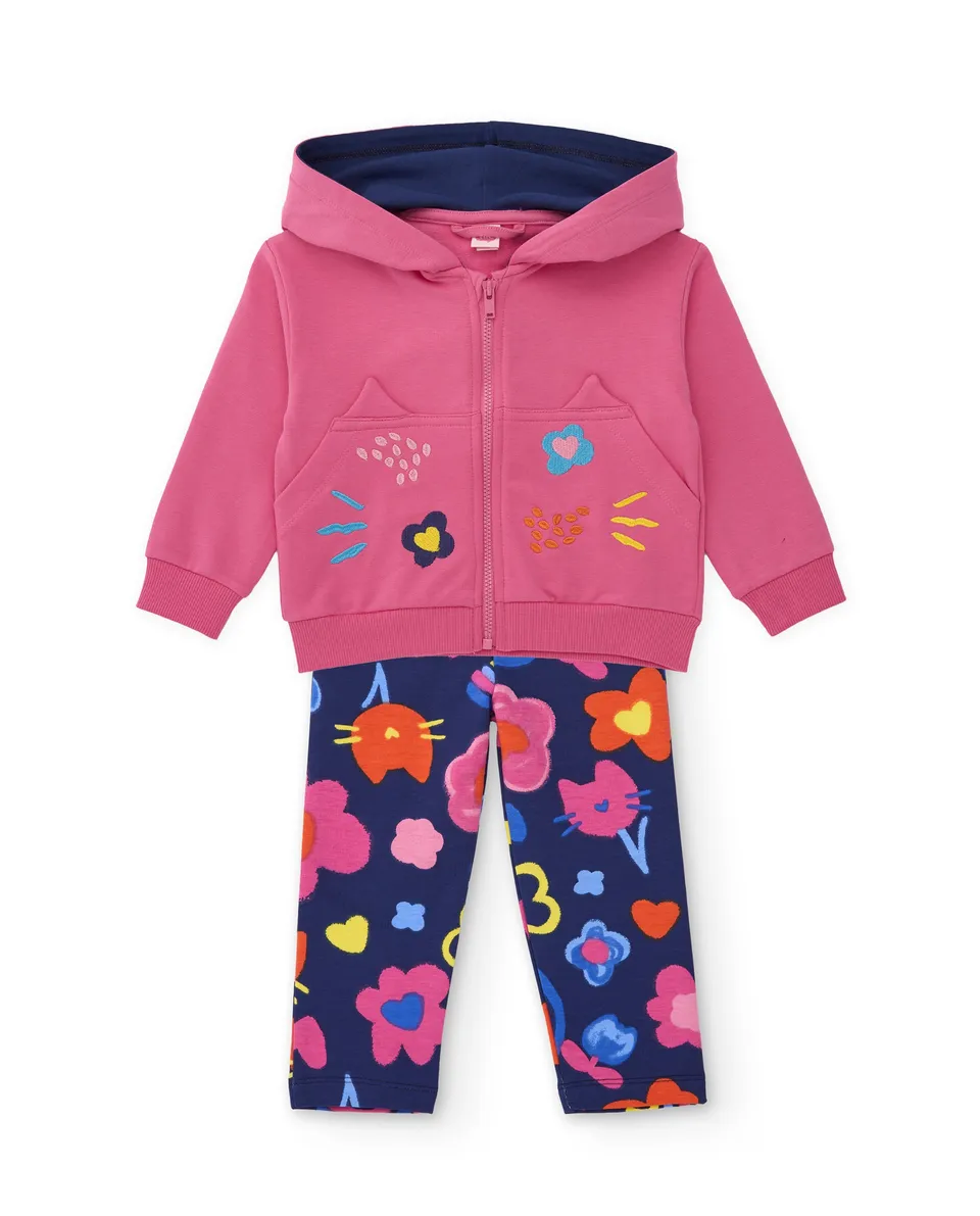 TucTuc Completi Completo bambina felpa floreale rosa 4 anni