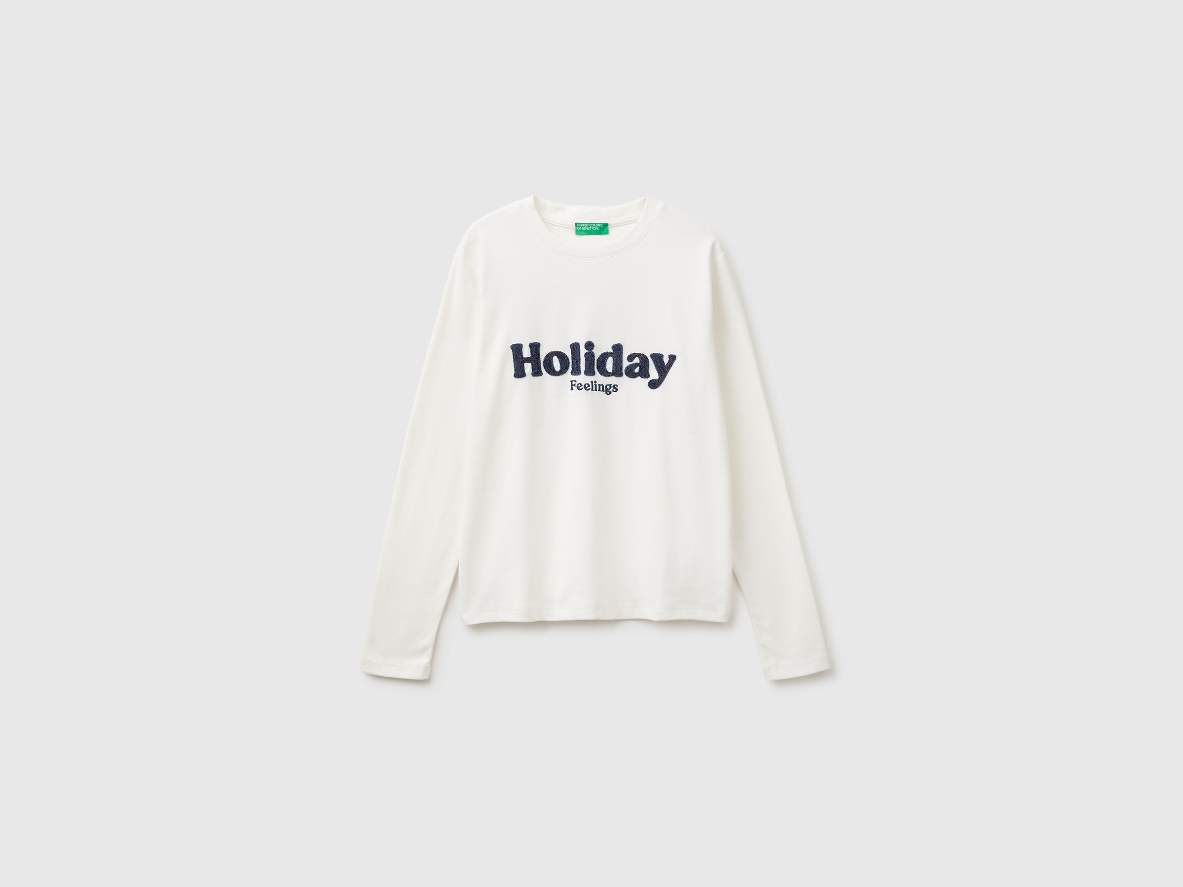 Benetton Warm cotton T-shirt with slogan maglietta cotone taglia M