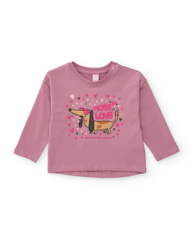 TucTuc Magliette Maglia Bambina Rosa Bassotto Maniche Lunghe