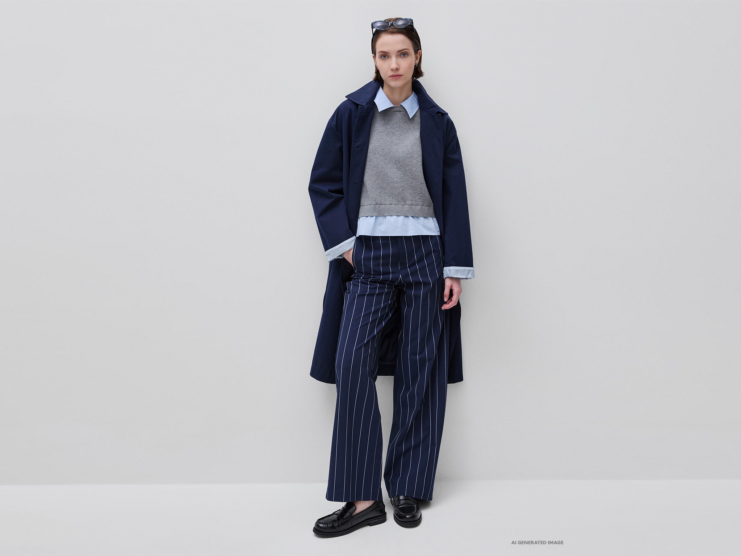 United Colors of Benetton Wide-leg pantalone palazzo gessato viscosa