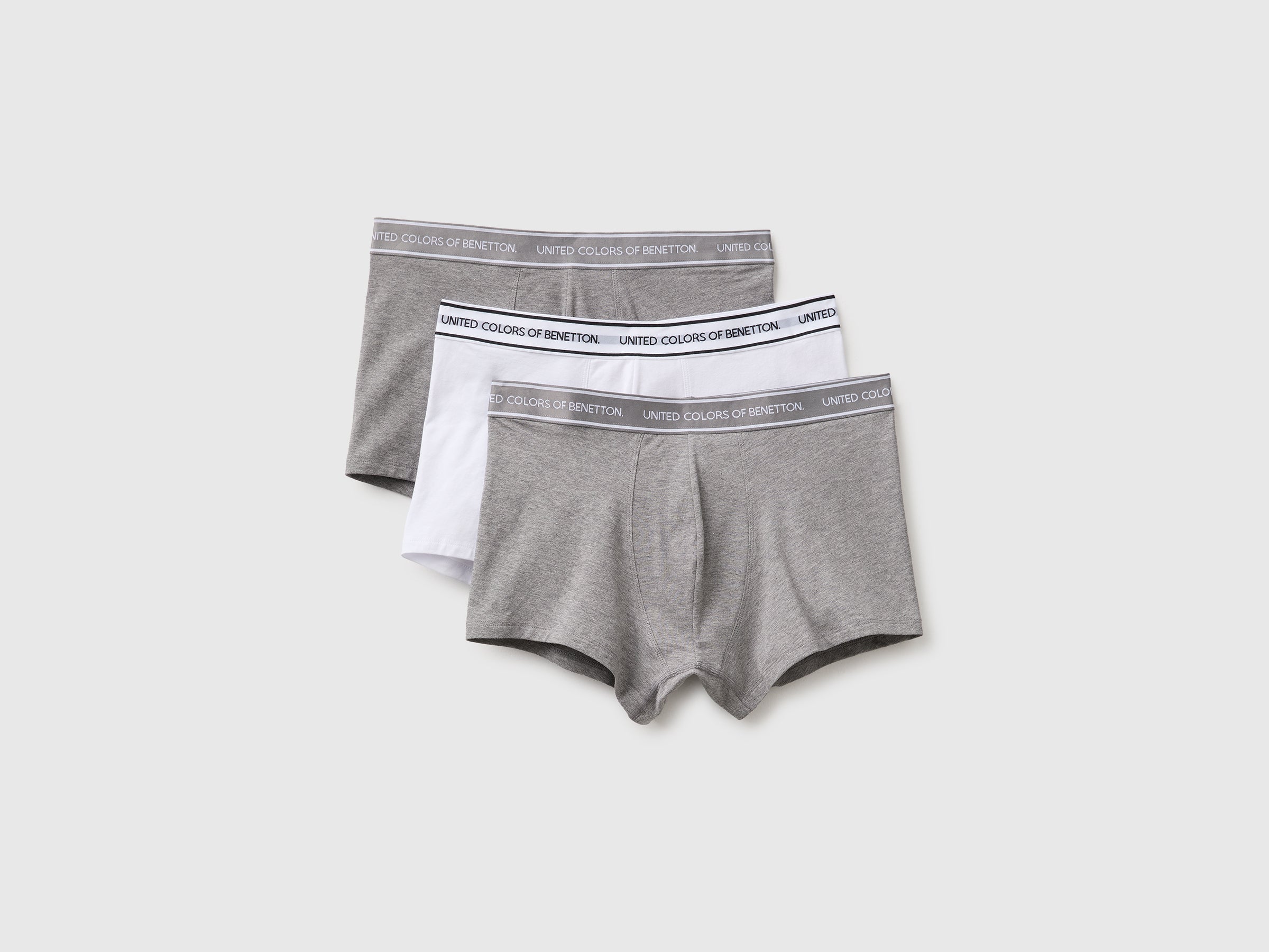 United Colors of Benetton Boxer Cotone Stretch Elastico Logo 3 Pezzi