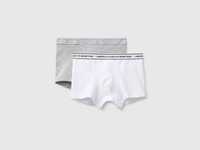 United Colors of Benetton boxer cotone 2 pezzi bianco grigio 3-4