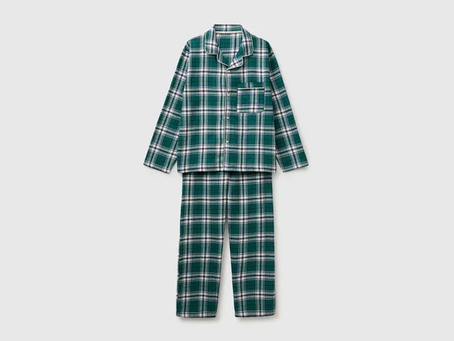 United Colors of Benetton Open flannel plaid pigiama flanella cotone
