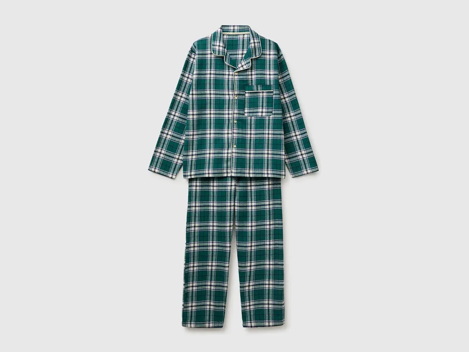 United Colors of Benetton Open flannel plaid pigiama flanella cotone