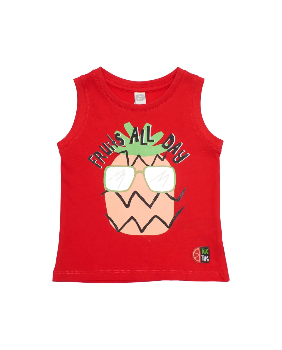 TucTuc Magliette T-shirt bambino ananas rossa cotone
