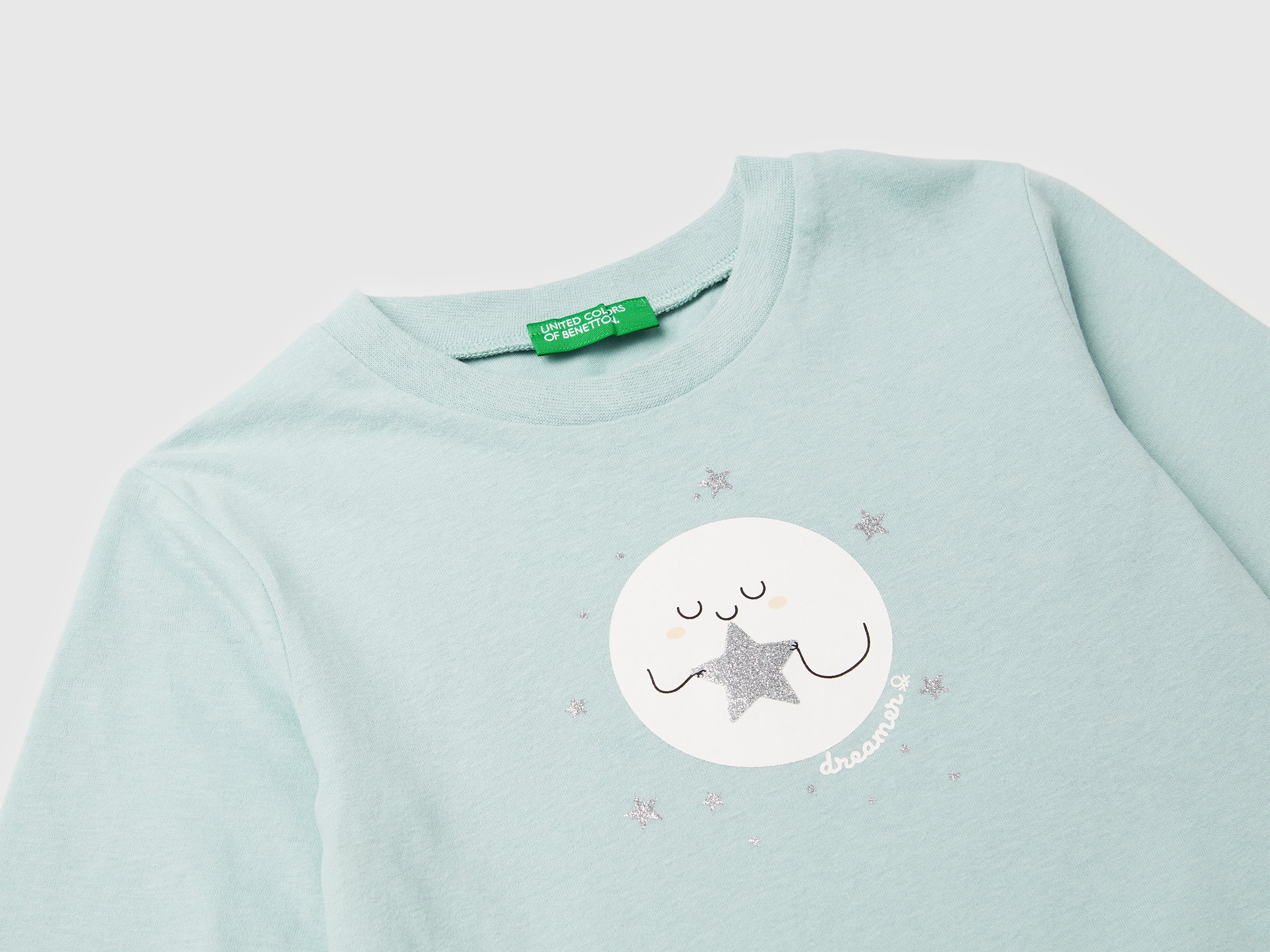 Benetton T-shirt bimba cotone biologico glitter taglia 104