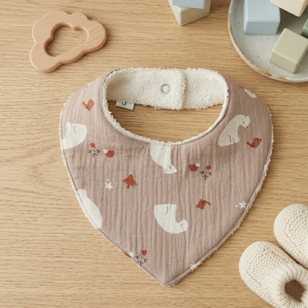 Petite Citrouille Orso bavaglio neonato cotone spugna bottone