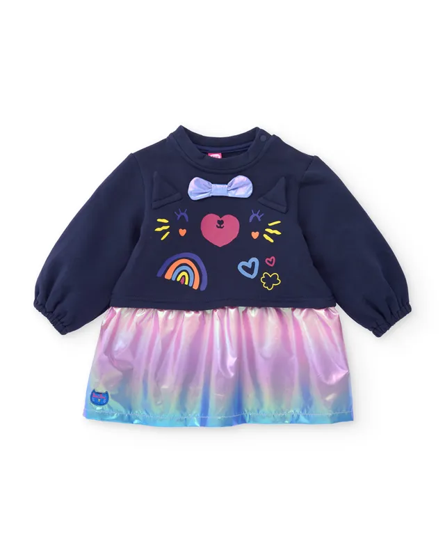 TucTuc Vestiti Vestito Felpa Bambina Navy Gatto Caldo