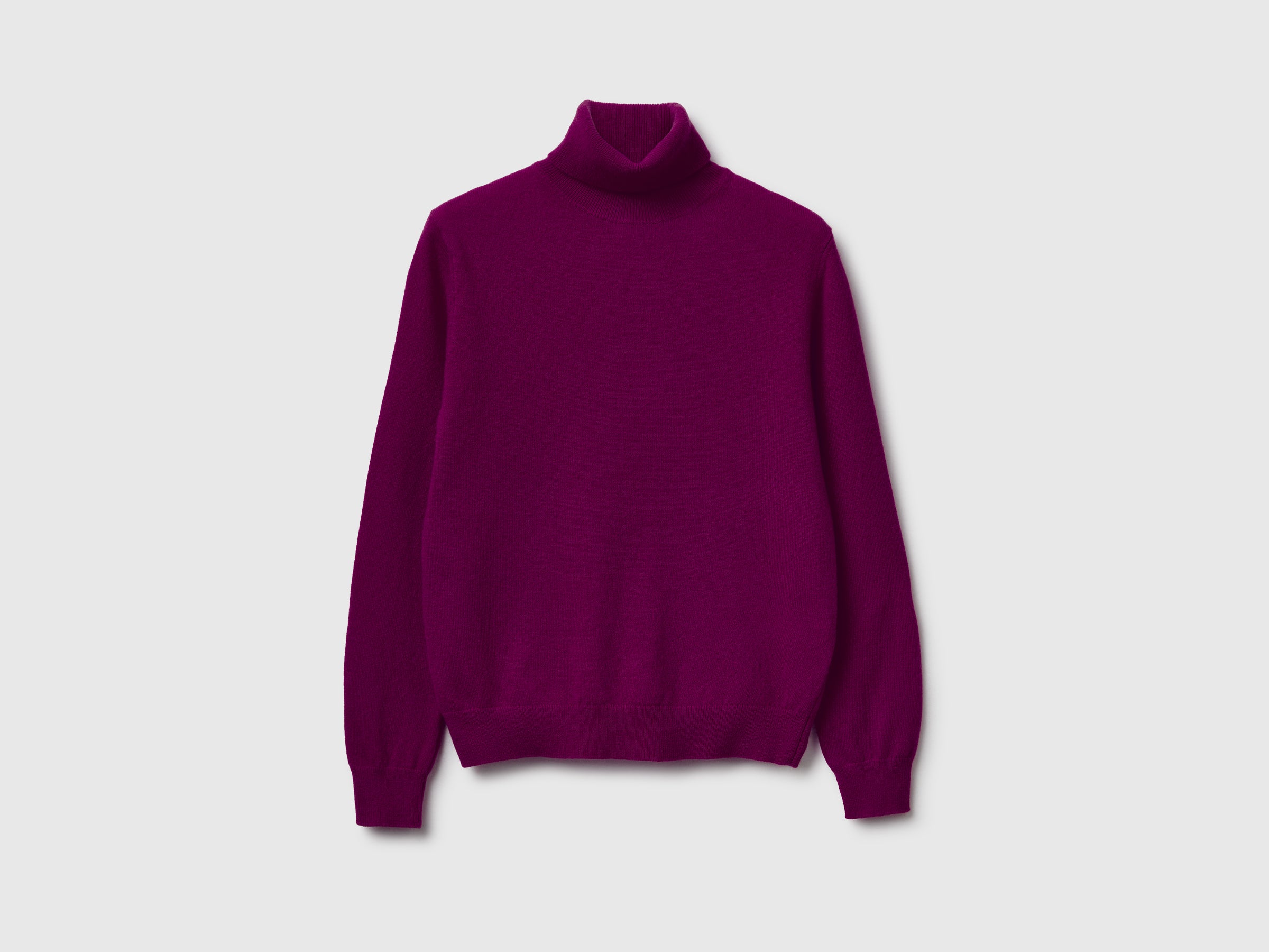 Benetton Maglione Dolcevita Lana Merino Viola