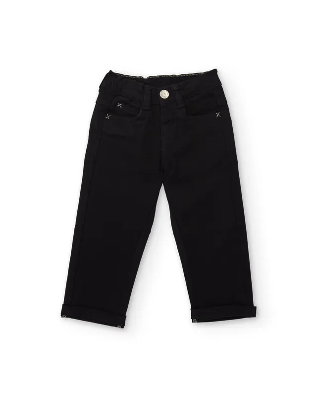 TucTuc Pantaloni Twill Neri Bambino Vita Regolabile