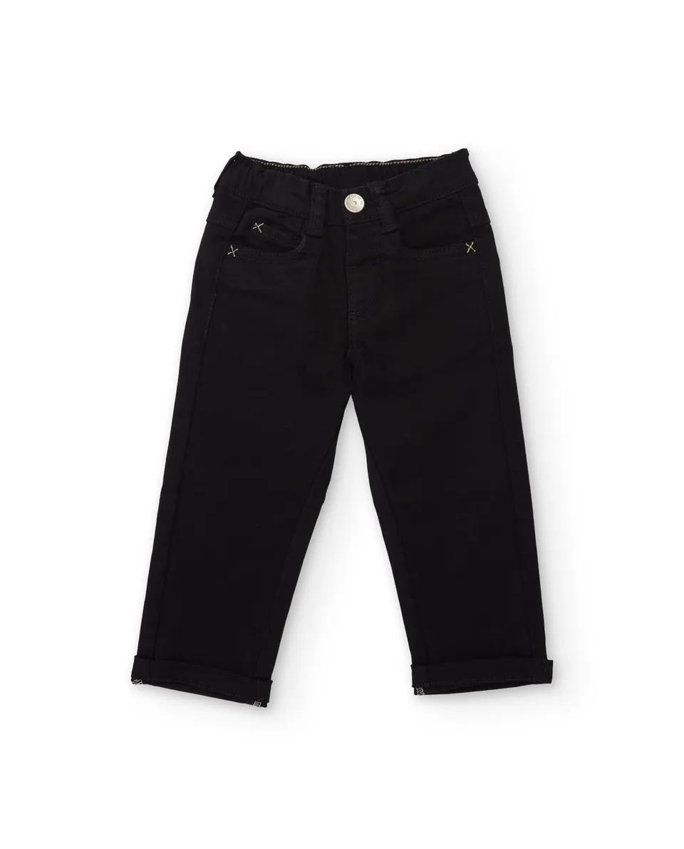TucTuc Pantaloni Twill Neri Bambino Vita Regolabile