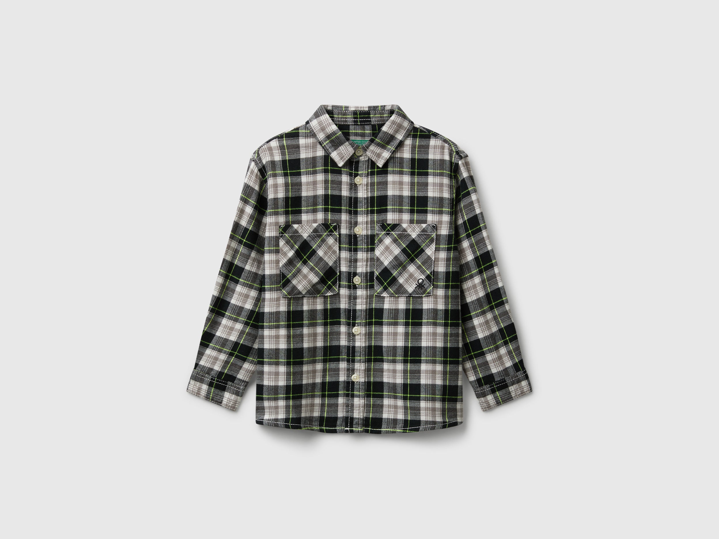 United Colors of Benetton camicia quadri cotone manica lunga bimbo