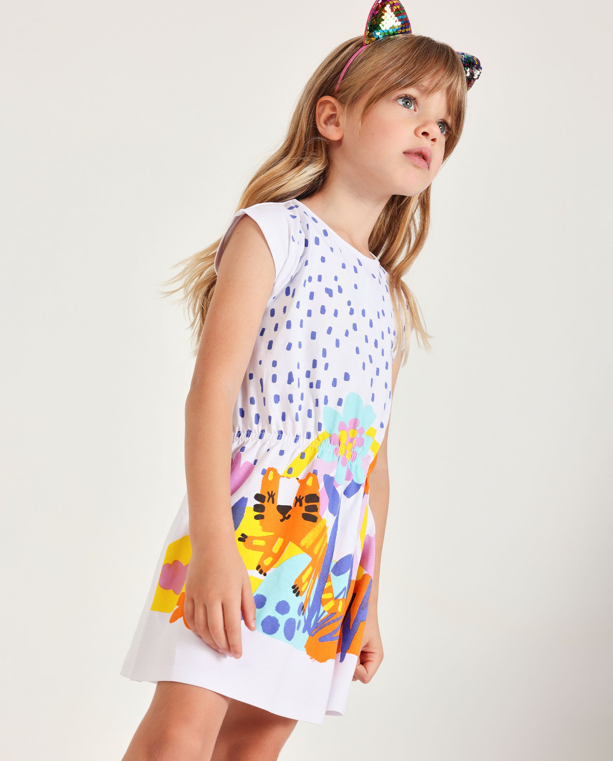 TucTuc Vestiti abitino bambina bianco stampa fiori estate