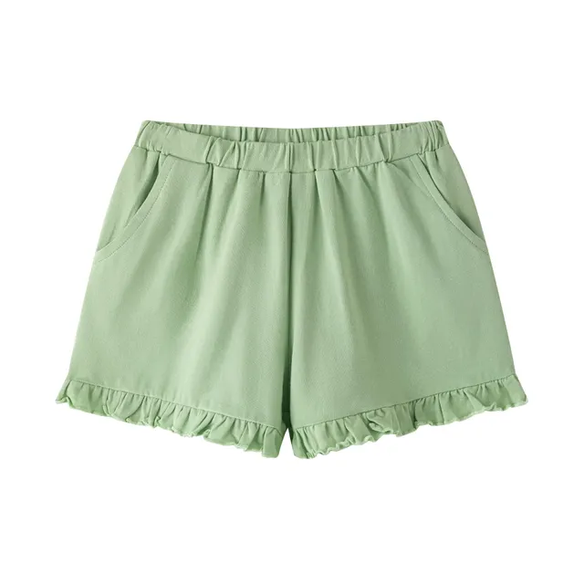 Kokarcia Shorts Verde Chiaro Volant Cotone Bambina 2-6 Anni