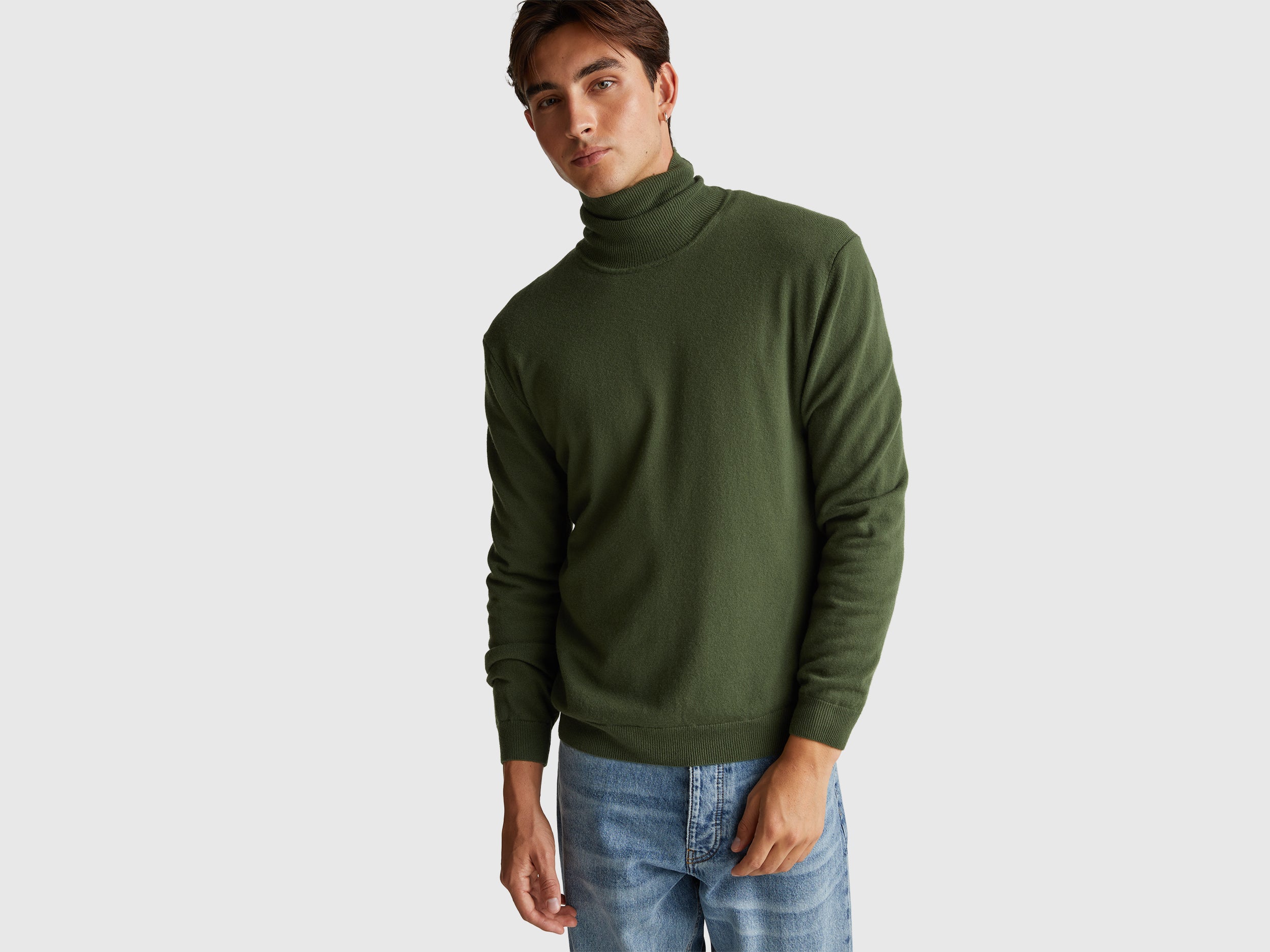 United Colors of Benetton Dolcevita Lana Merino Verde Oliva L
