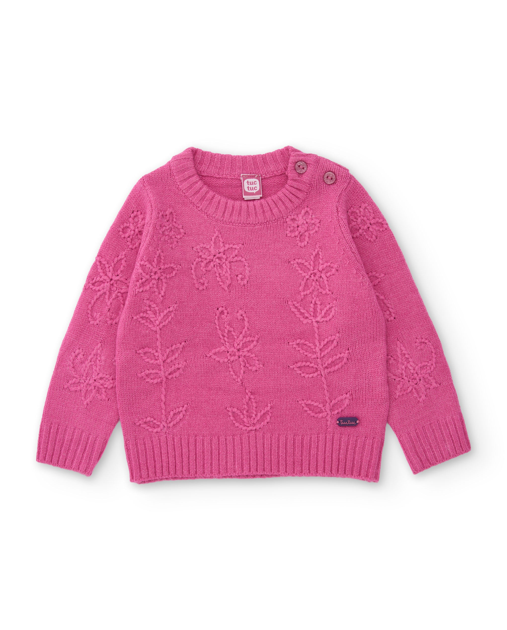 TucTuc Maglioni maglione bambina rosa floreale bottoni