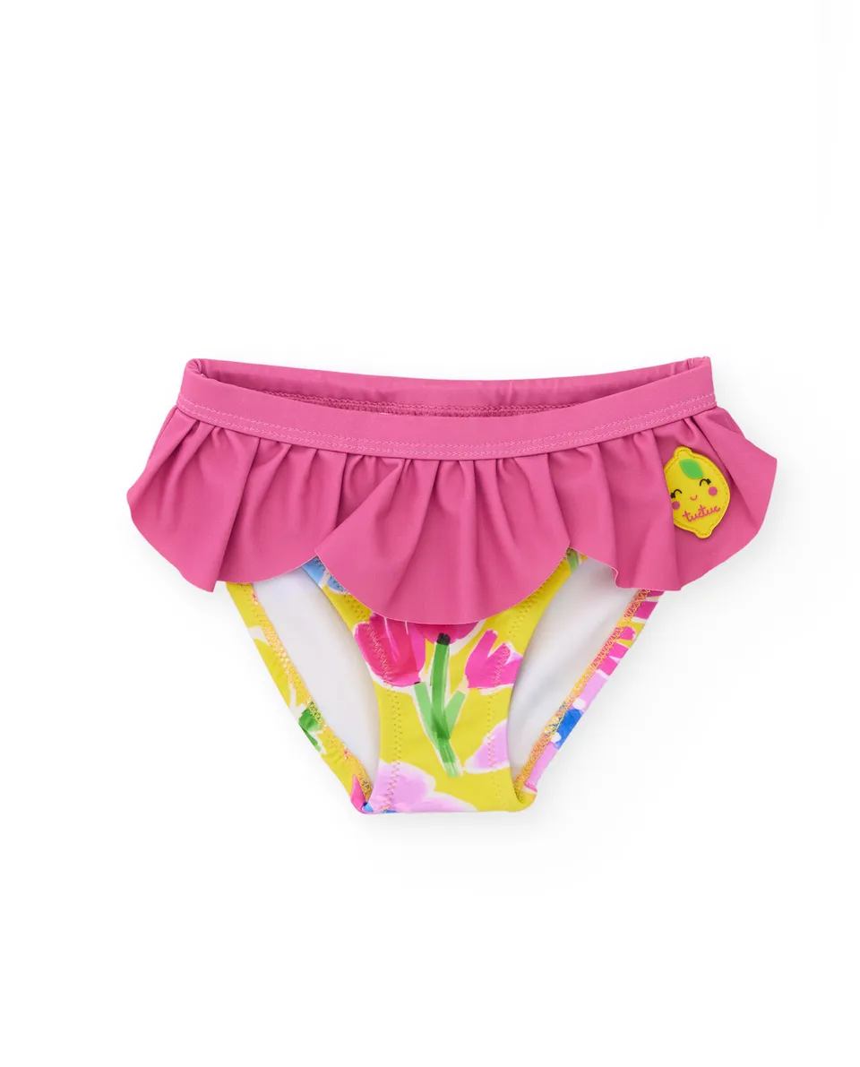 Tuc Tuc Costumi Slip Bimba Giallo Fiori Mare