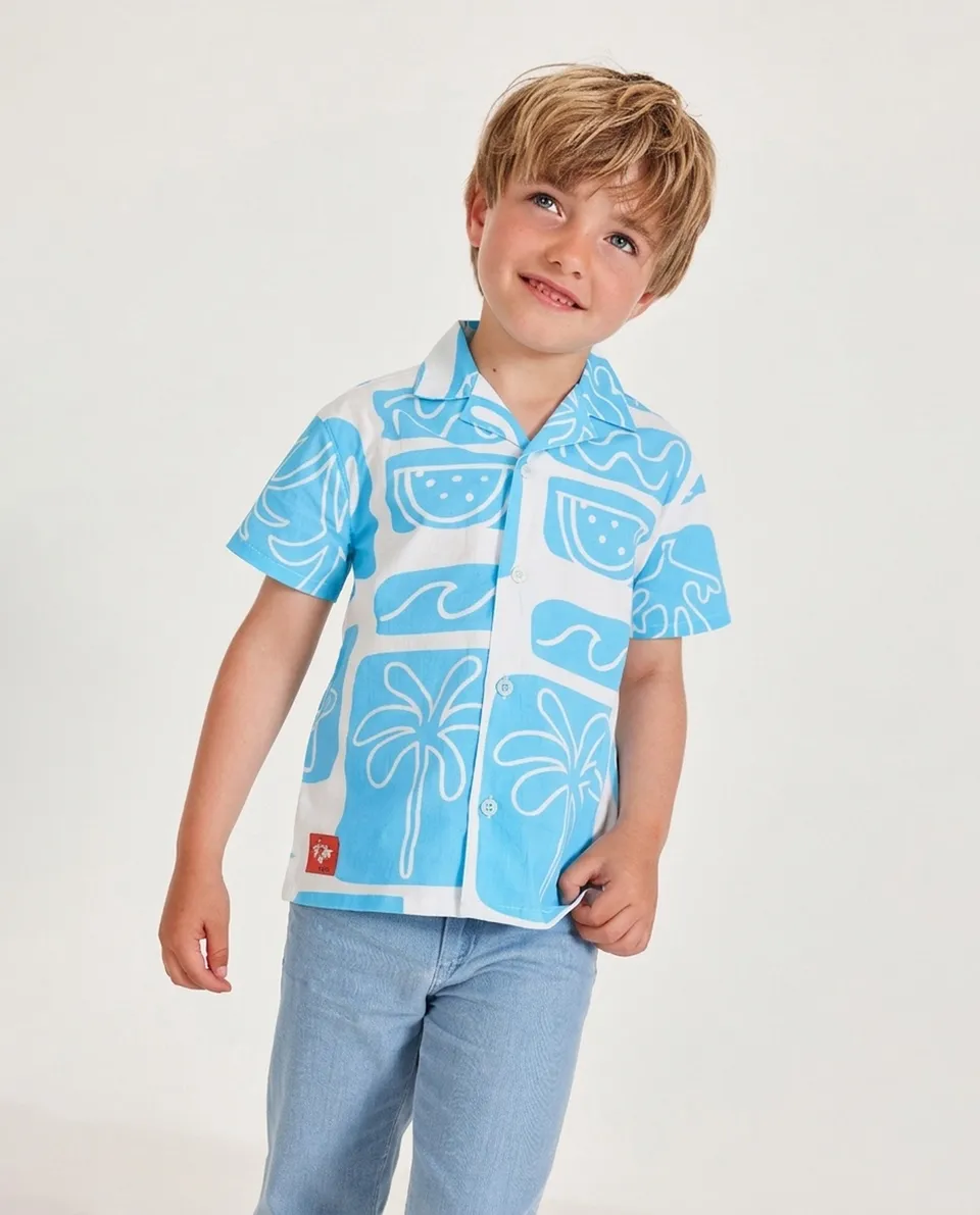 TucTuc Camicette Camicia Azzurra Neonato Cotone Maniche Corte