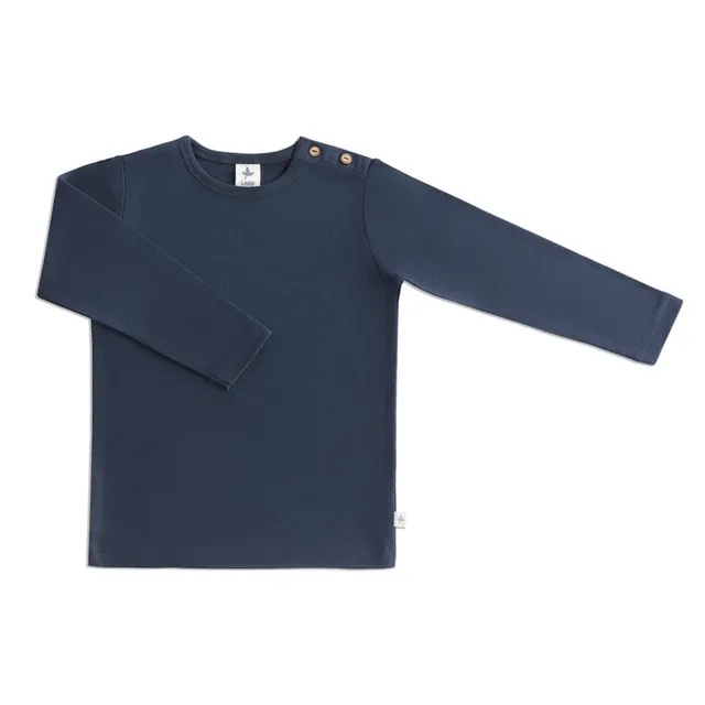 Leela Maglietta Maniche Lunghe bimbo blu indigo 86-92 cotone bio