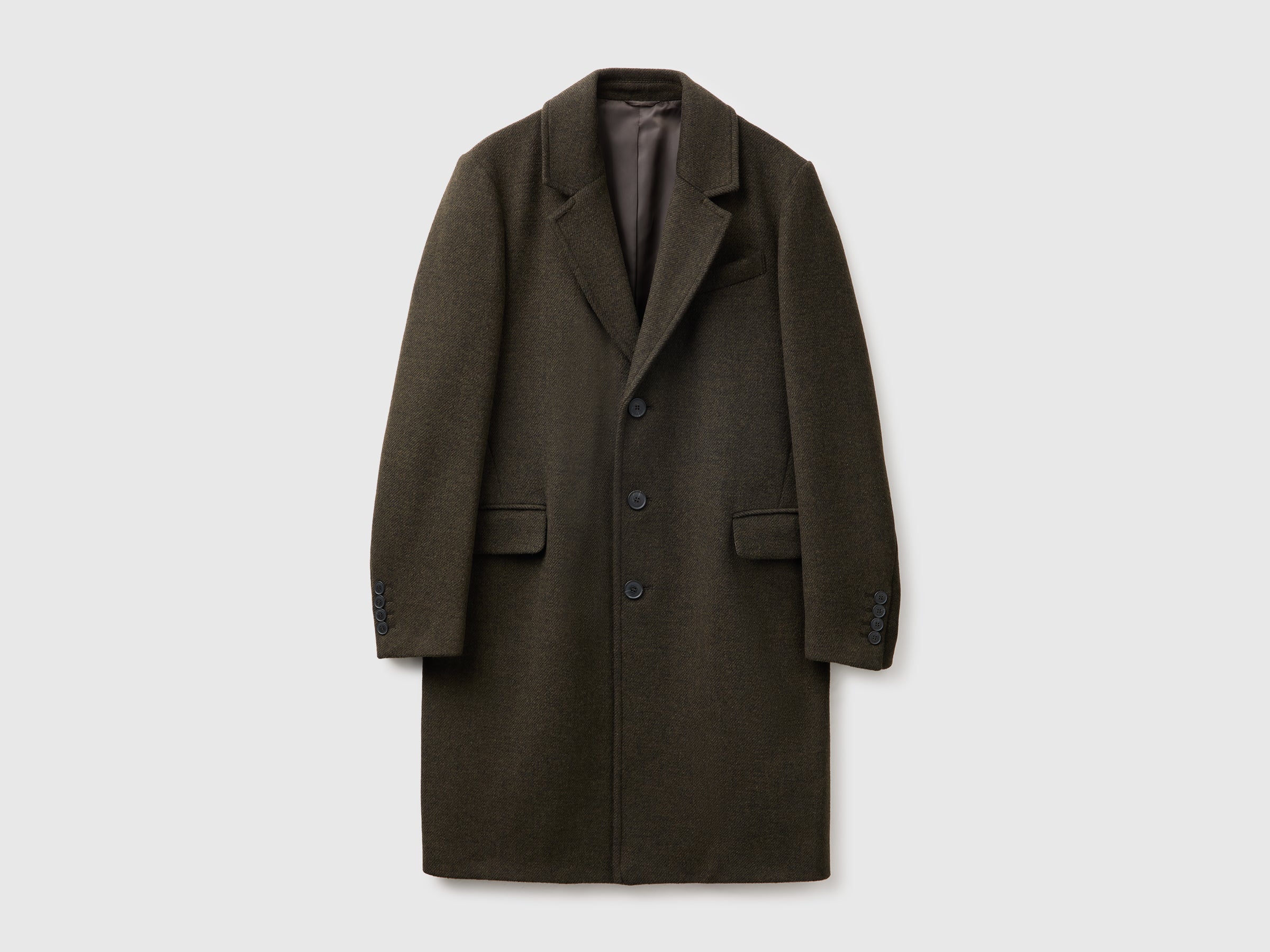 Benetton cappotto lungo monopetto lana uomo taglia 50