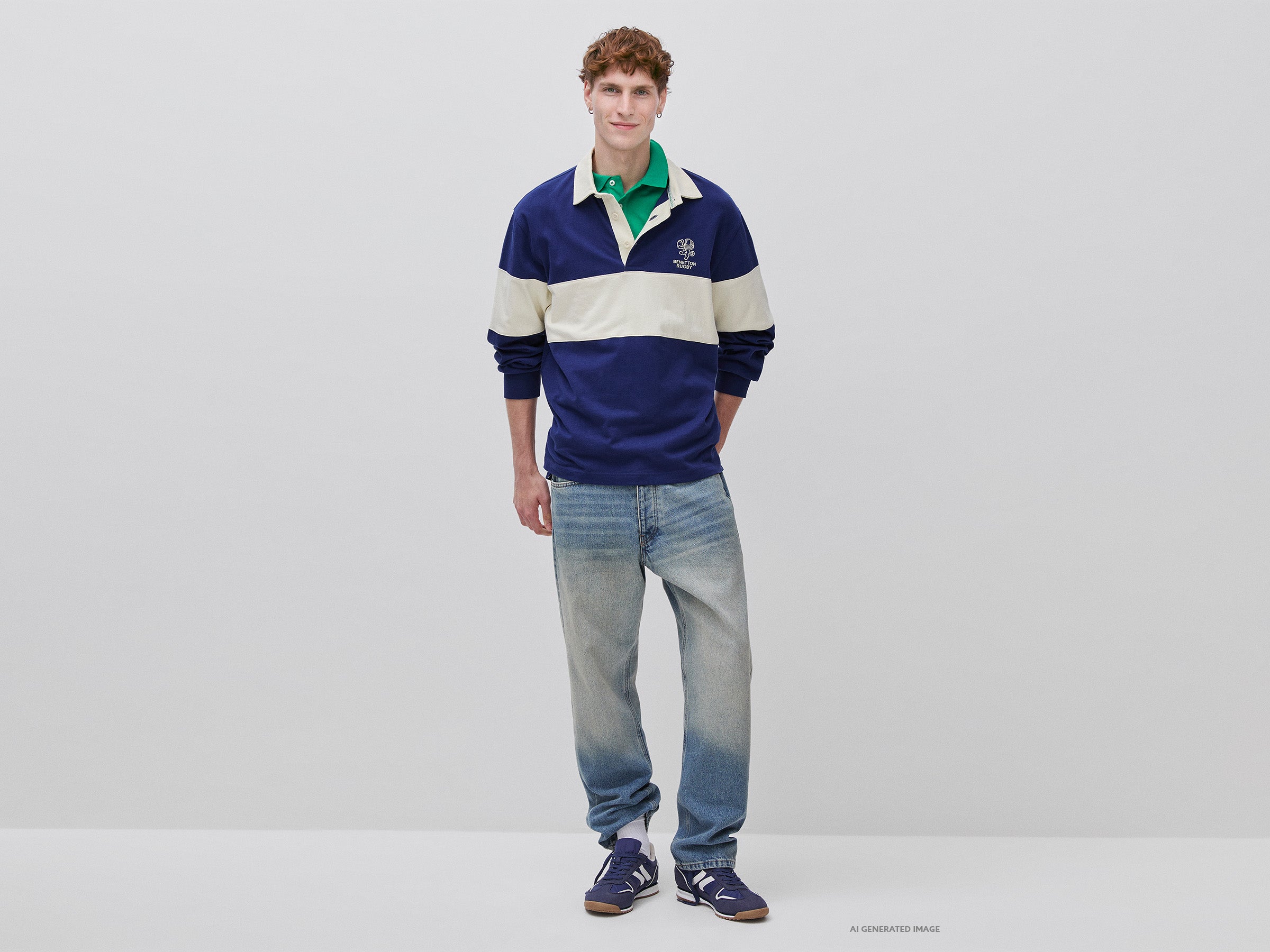 United Colors of Benetton Polos Polo Rugby Blu Cotone L