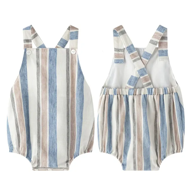 Newness Pagliaccetto salopette righe baby cotone 6-9 mesi