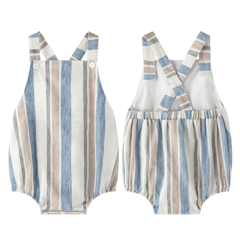 Newness Pagliaccetto salopette righe baby cotone 6-9 mesi