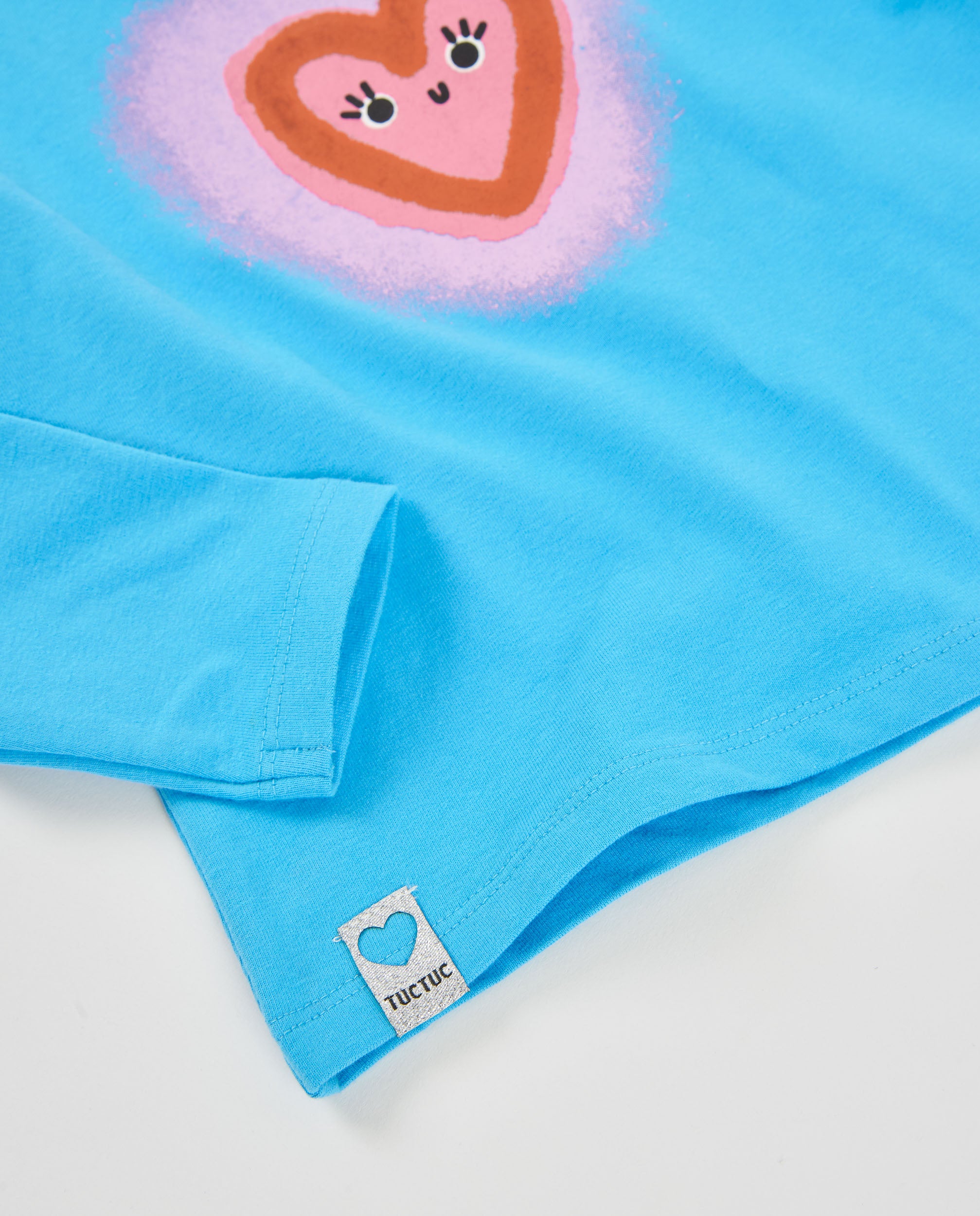 TucTuc Magliette maglia bambina azzurro cuore cotone