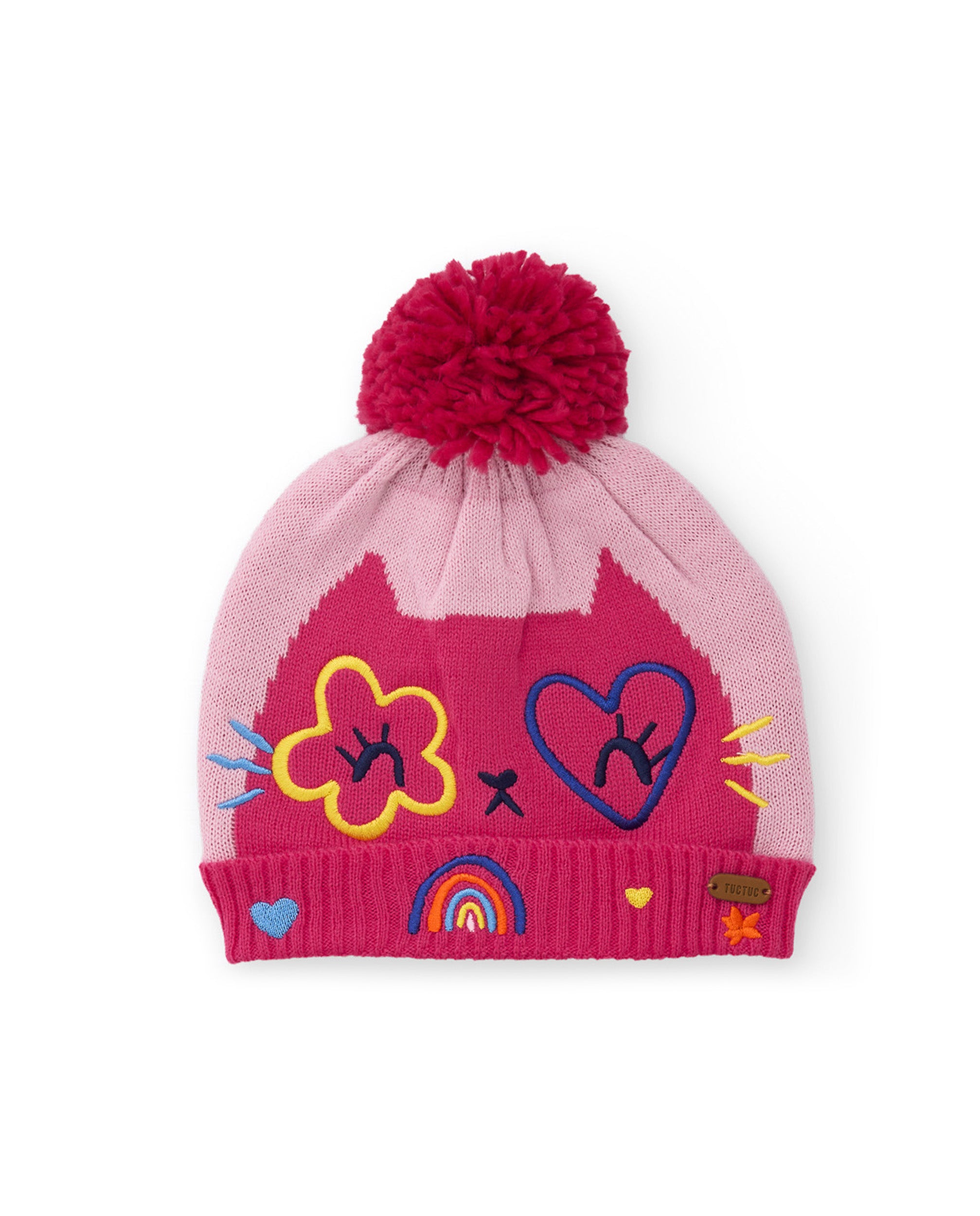 TucTuc Accessori Berretto Bambina Fucsia Tricot Pompon