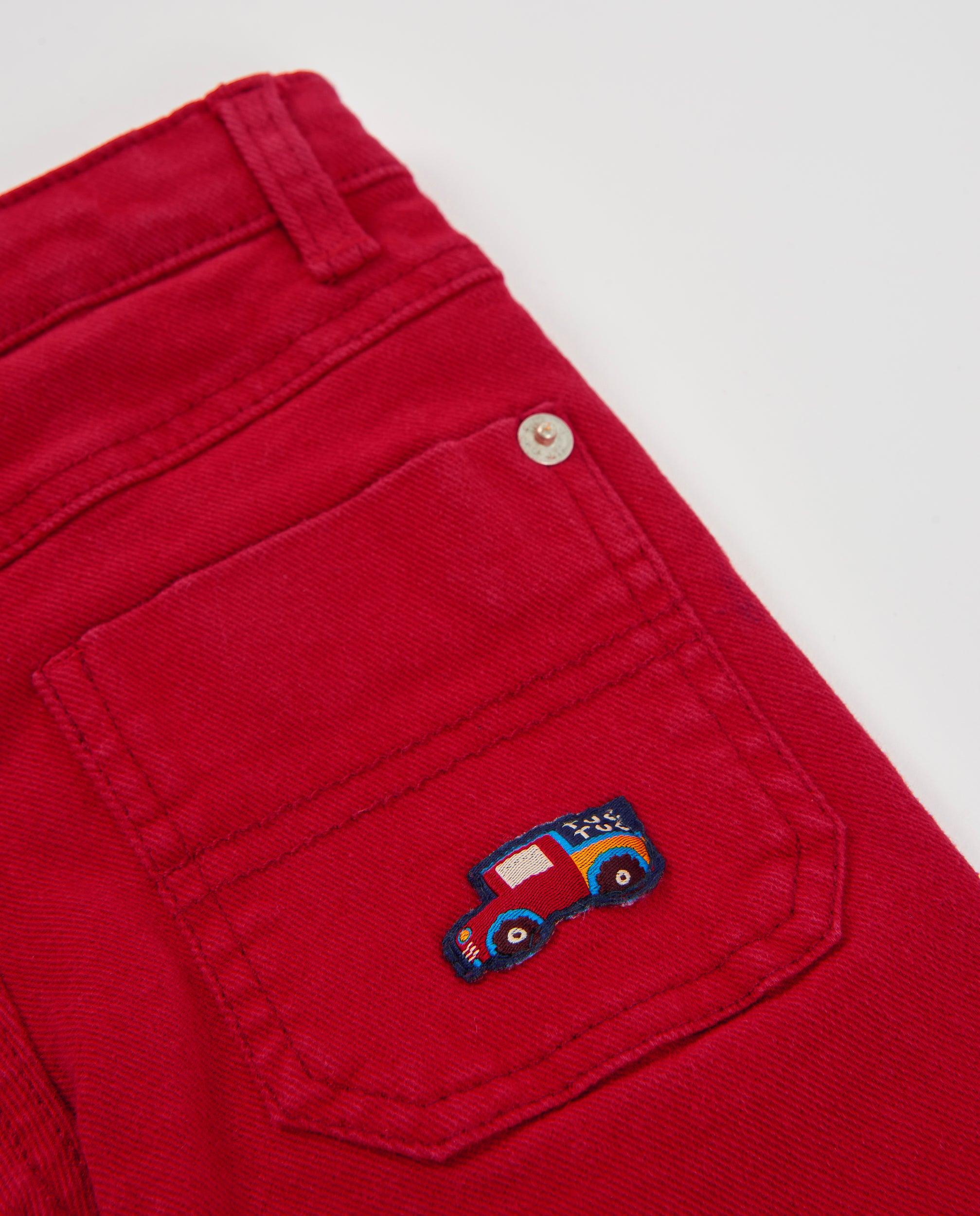 TucTuc Pantaloni jeans bambino rosso tela con tasche