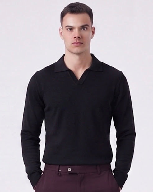 Sottosopra maglioncino scollo a V maglia nero misto viscosa