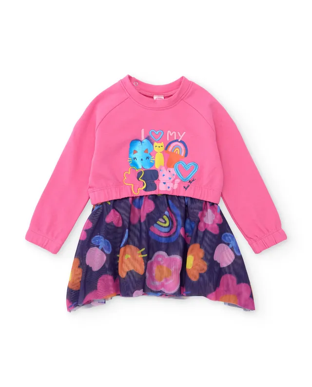 TucTuc Vestiti vestito bambina rosa felpa maniche lunghe