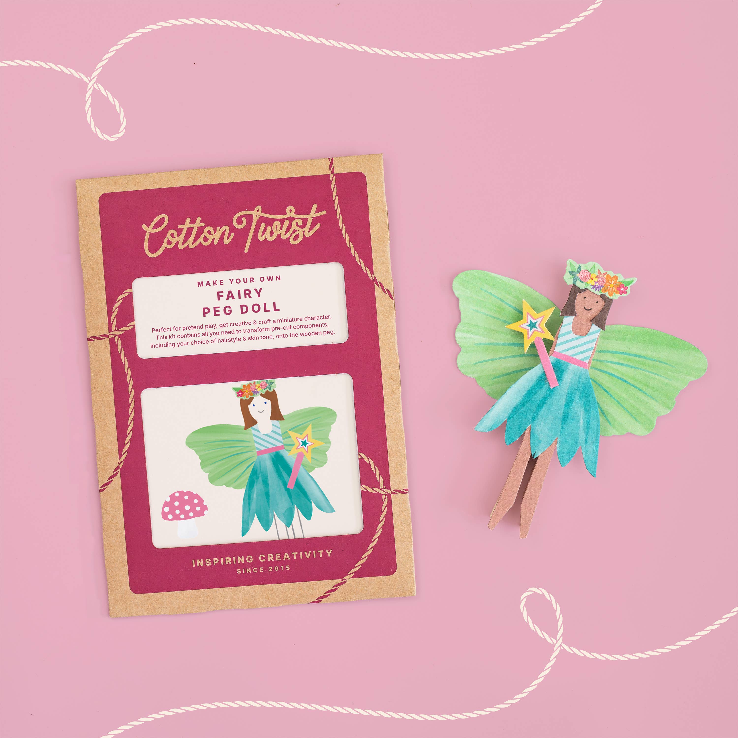 Cotton Twist Fata kit creativo bambola legno dai 3 anni