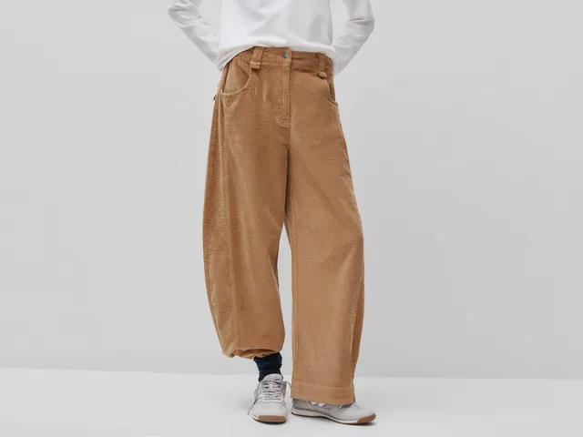 United Colors of Benetton Corduroy Barrel-Fit Pantaloni Velluto Taglia 42