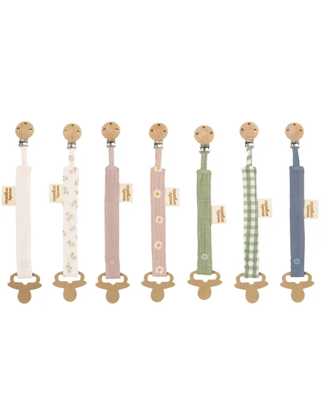 Woolly Organic Pacifier Clip portaciuccio neonato mussola bio