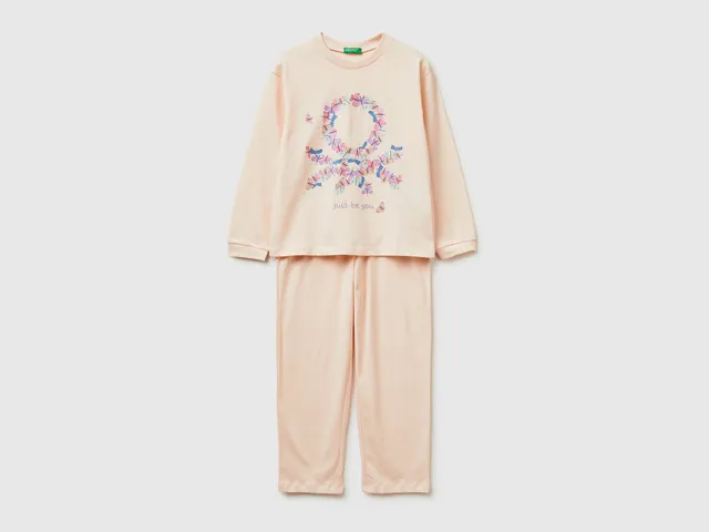 United Colors of Benetton pigiama lungo cotone S stampa logo