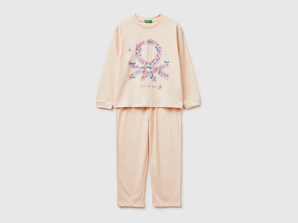 United Colors of Benetton pigiama lungo cotone S stampa logo
