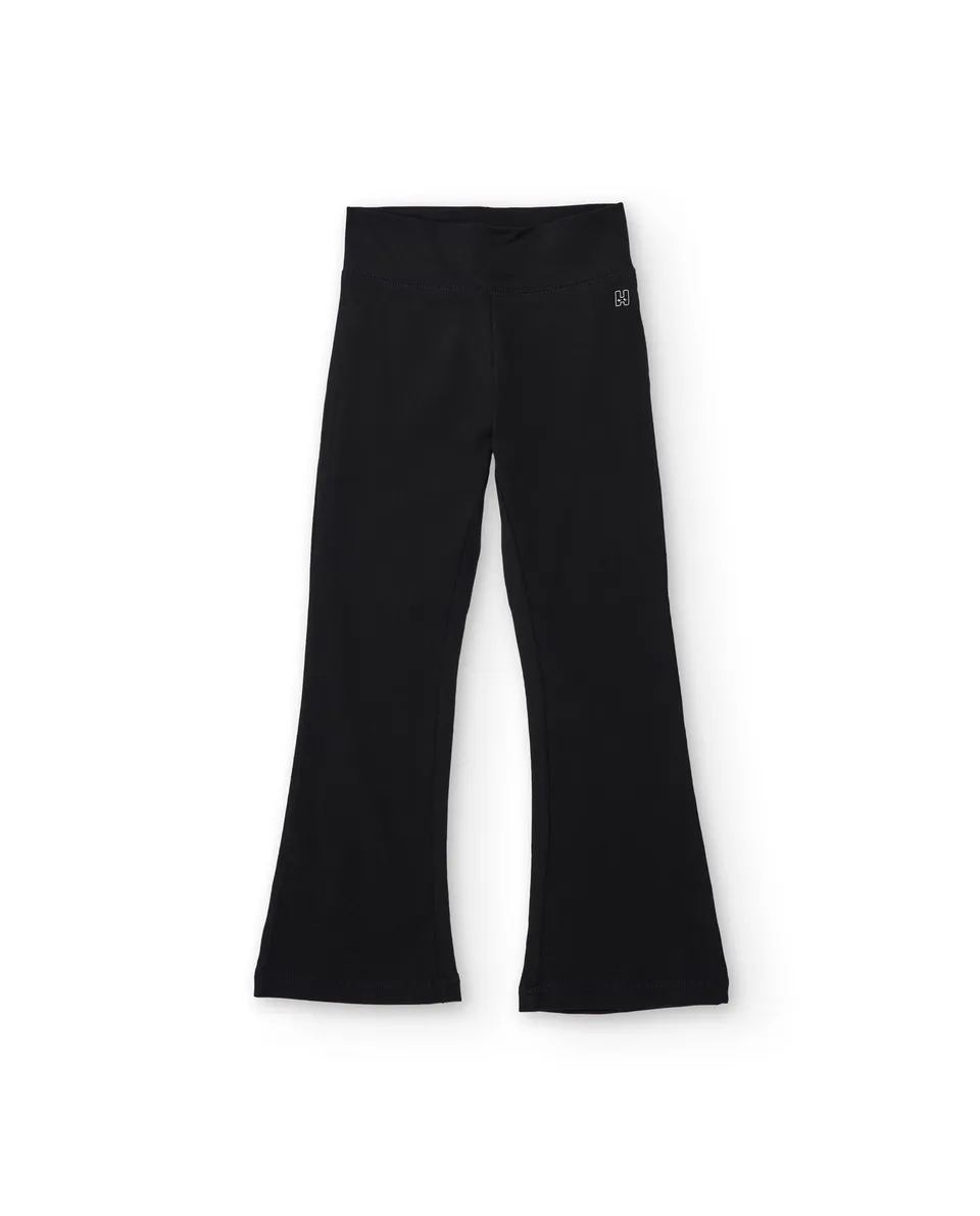 TucTuc Pantaloni Bambina Zampa Nero Maglia Vita Alta
