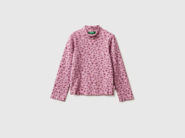 United Colors of Benetton t-shirt slim animalier bambina 104 cotone