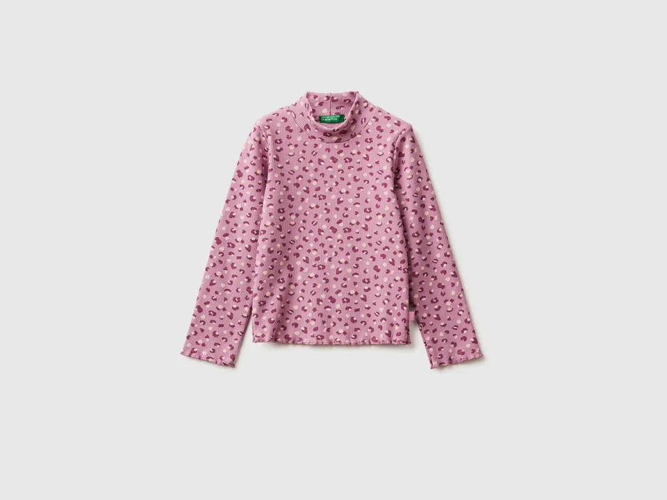 United Colors of Benetton t-shirt slim animalier bambina 104 cotone