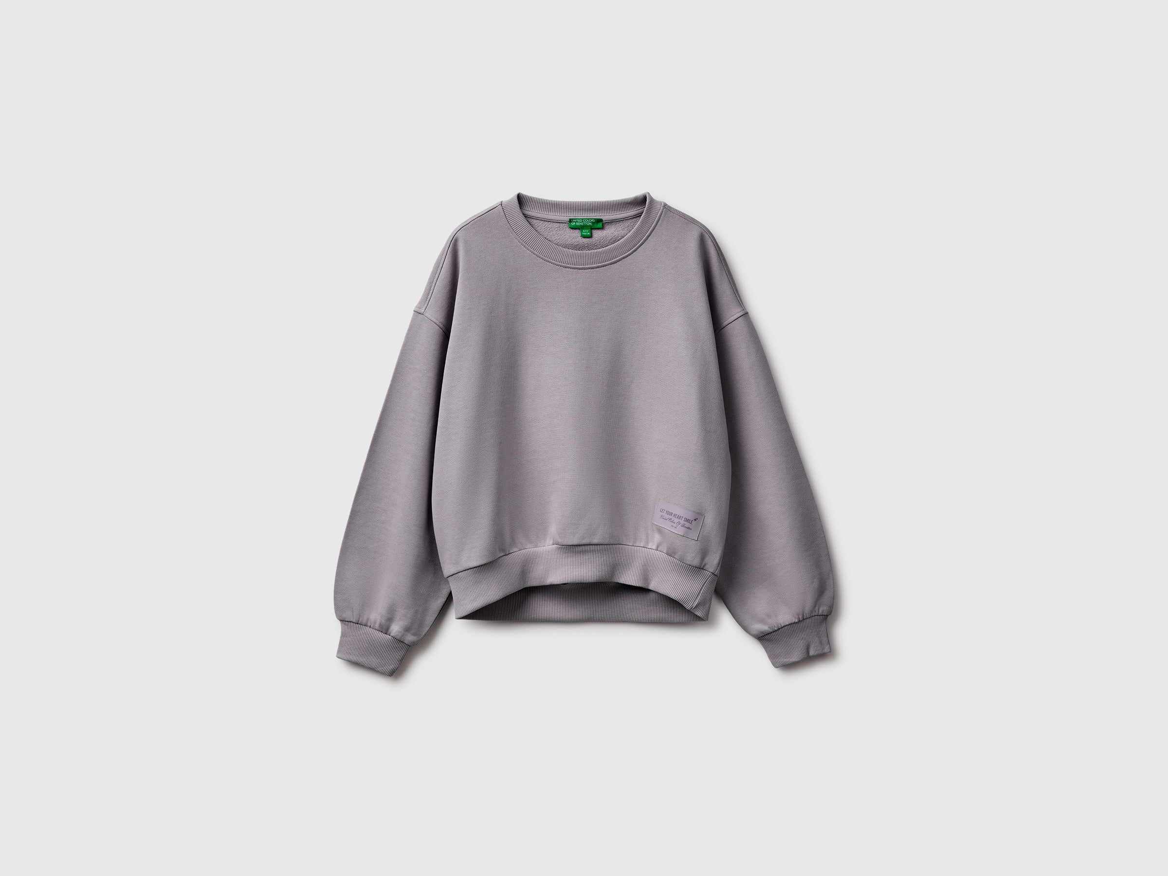Benetton 100% cotton felpa girocollo 100% cotone logo