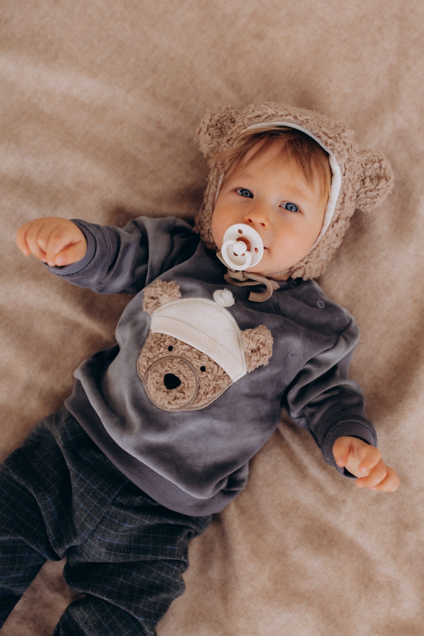 Woolly Organic Plush Hat Teddy Ears cappellino lana merino