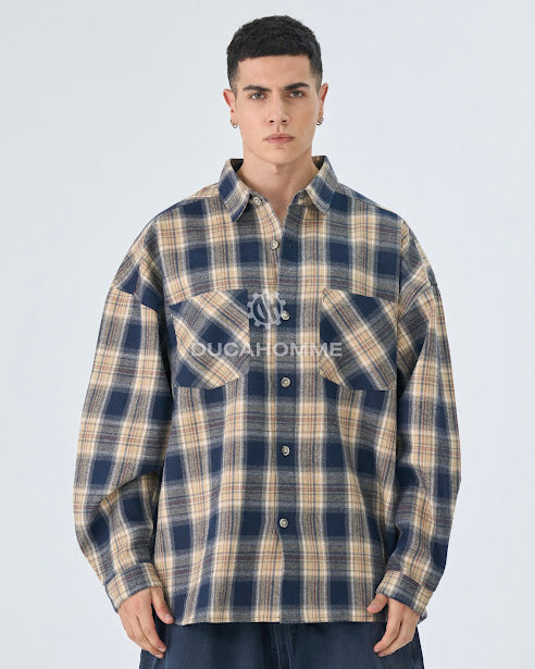 Sottosopra AN838316G camicia uomo quadri blu taglia L