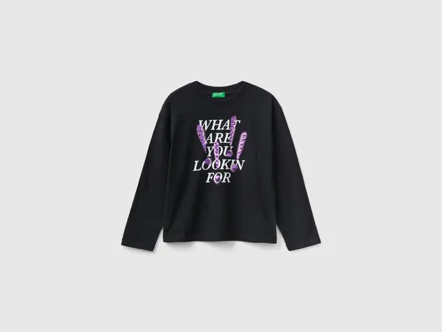 United Colors of Benetton T-Shirts Maglietta S stampa paillettes