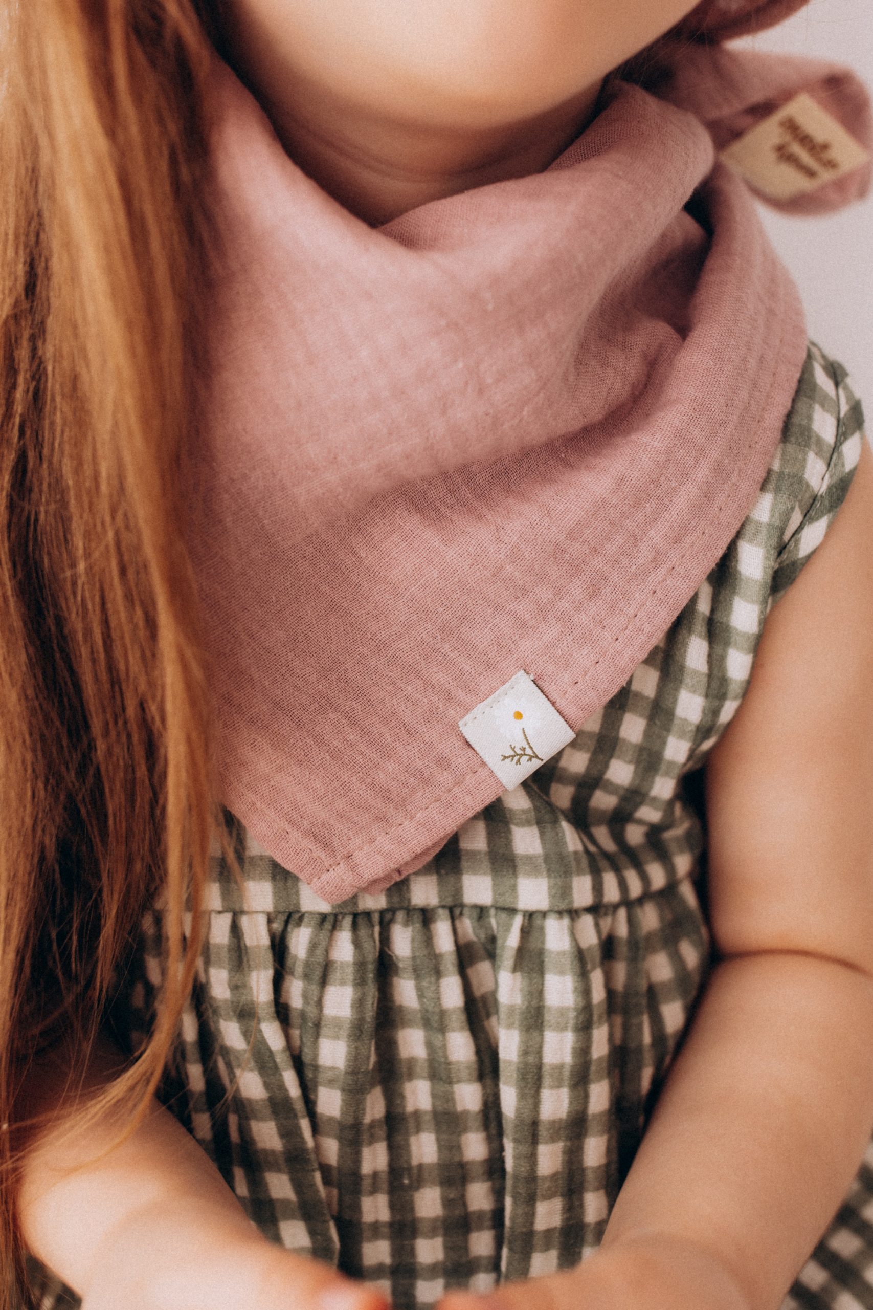 Woolly Organic Bandana with Label foulard Rose Clay 50x50 cotone