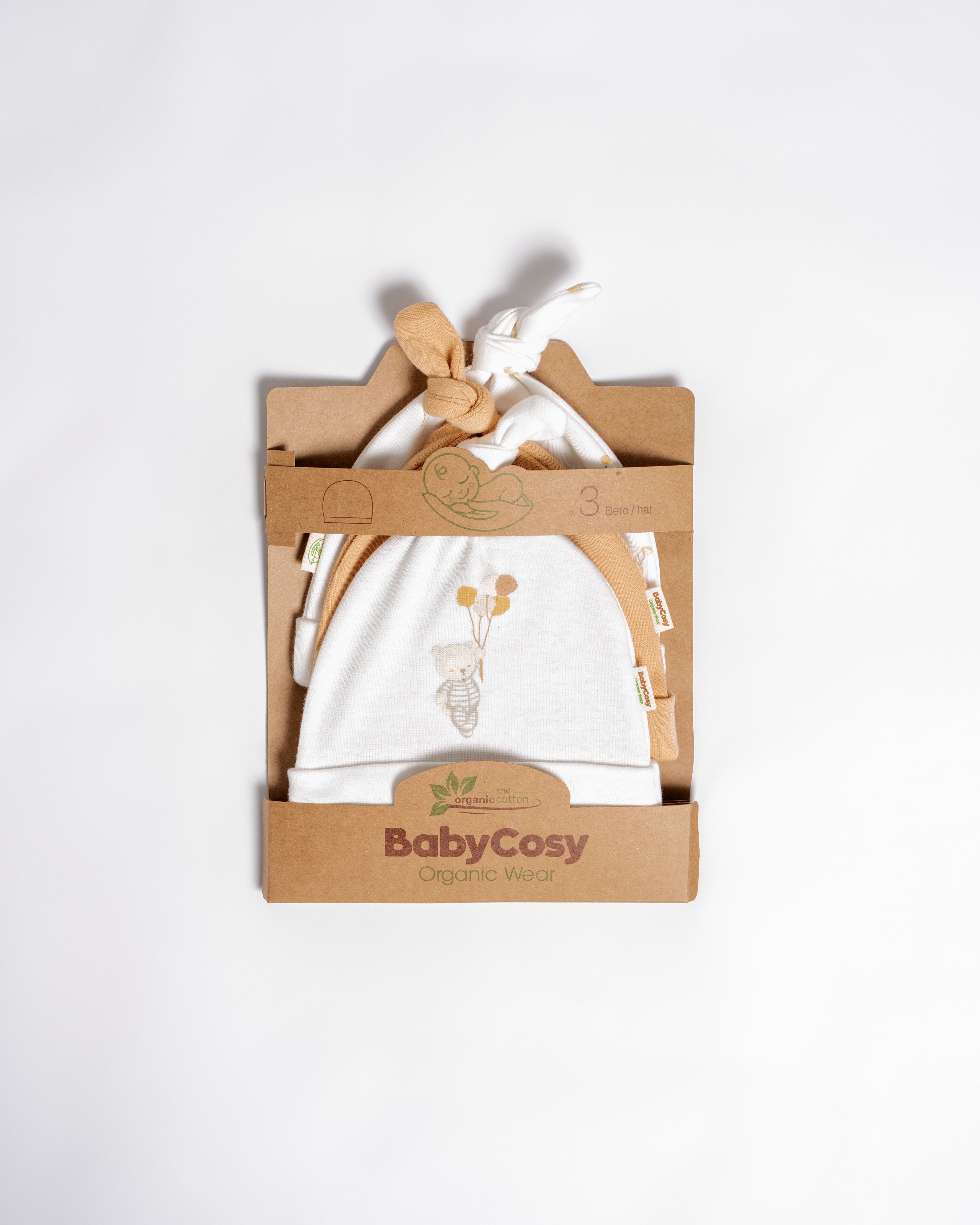 Babycosy Organic Set 3 Cappellini Nodo Cotone Bio