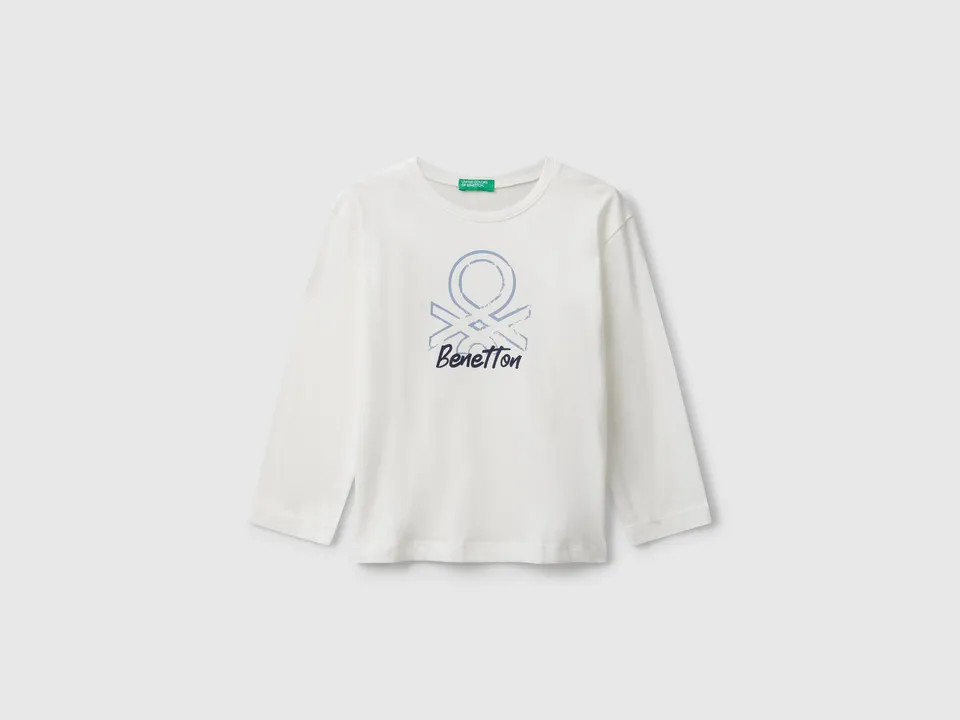 Benetton T-Shirts and Tops maglietta logo cotone taglia 104